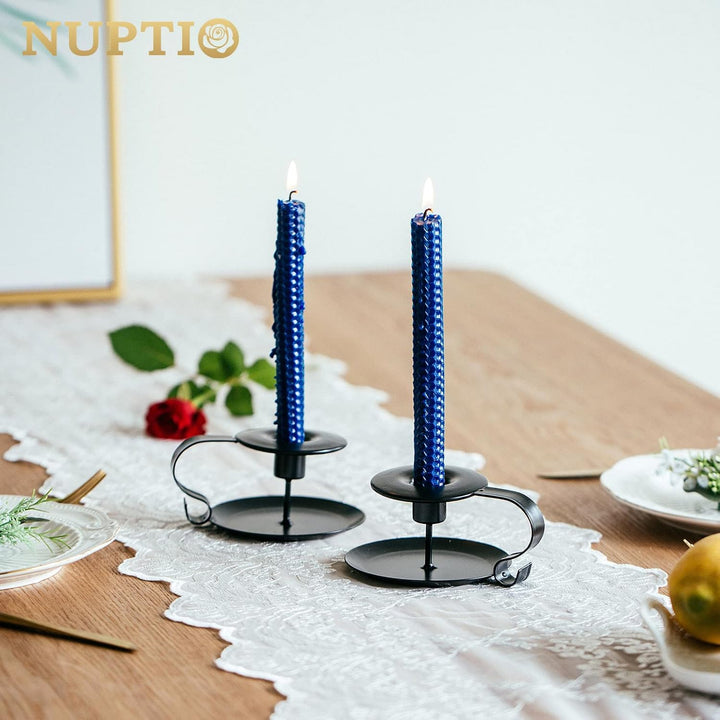 Nuptio Stück von 4 Vintage Stil Schmiedeeisen Kegelförmige Kerzenhalter, Langer Kerzenhalter mit Gri