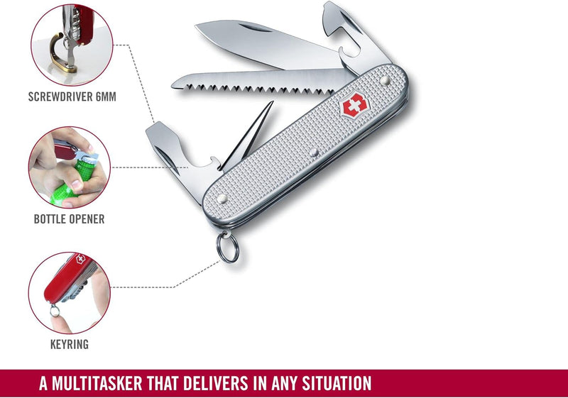 Victorinox Taschenmesser Farmer Alox (9 Funktionen, Hochwertige Alox Schalen, Holzsäge) one size Sil