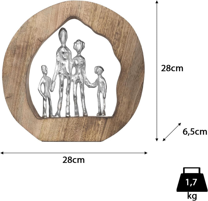 Moritz Skulptur Familie I Family I 29 x 7 x 28 cm schöne Dekofigur I Harmonie I Mango Holz Aluminium