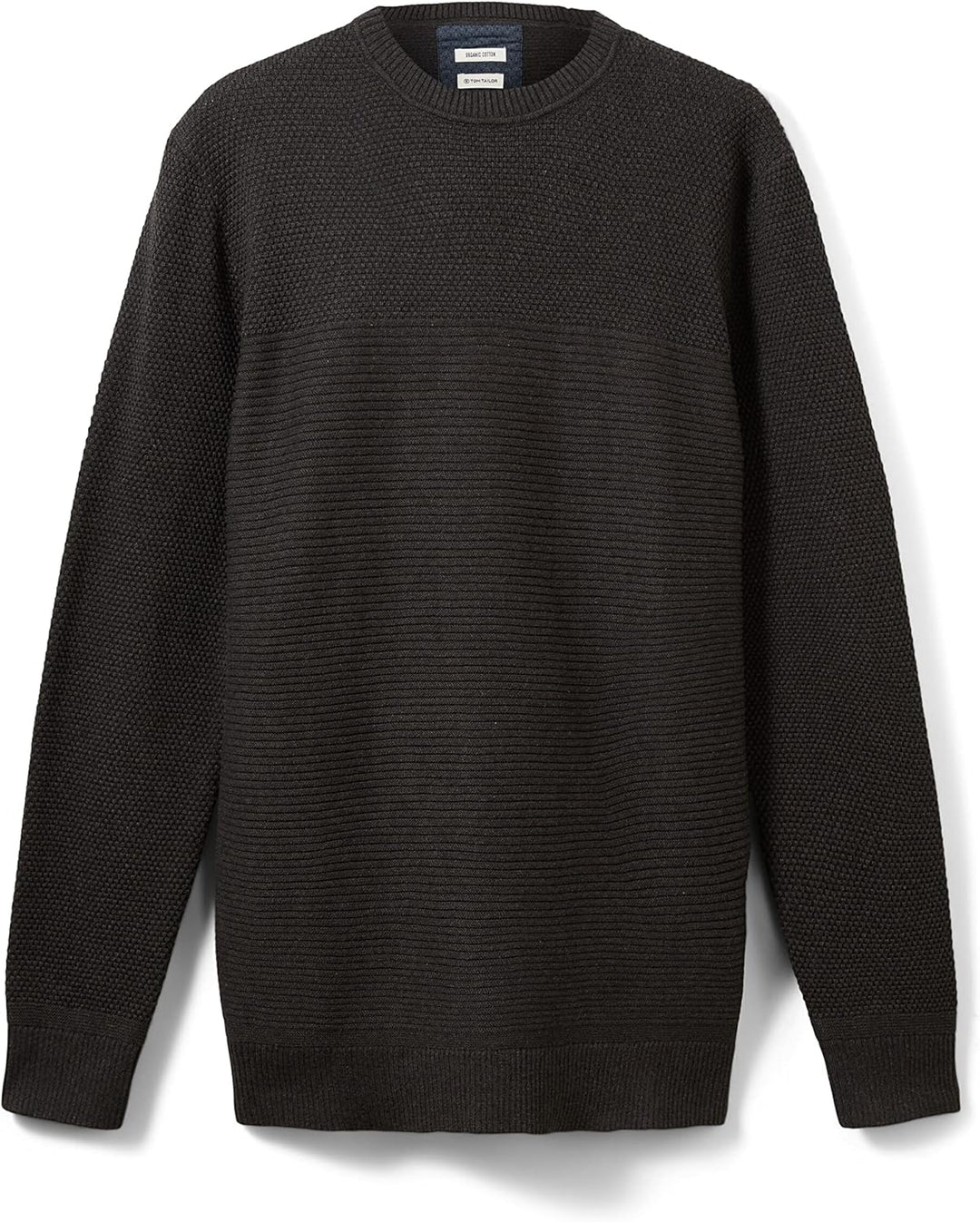 TOM TAILOR Herren Basic Strickpullover aus Bio-Baumwolle, 10617 - Black Grey Melange