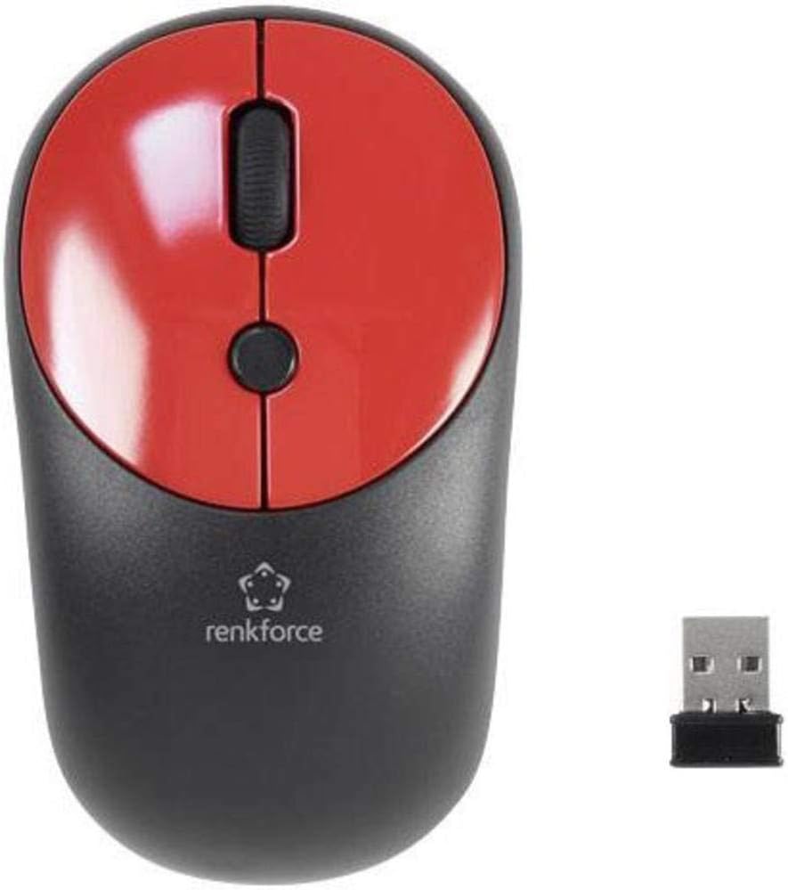 Renkforce RF-DS-Retro Funk Tastatur, Maus-Set Deutsch, QWERTZ Schwarz, Rot