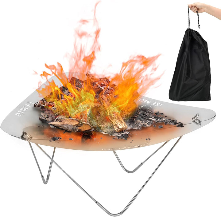 Tragbare Feuerstelle aus Edelstahl - faltbare Tisch-BBQ-Feuerschale leicht mit Tragetasche - für Cam