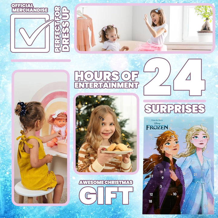 Disney Frozen Adventskalender 2024, Haarschmuck & Accessoires für Mädchen (Blau/Lila), Blau/Lila