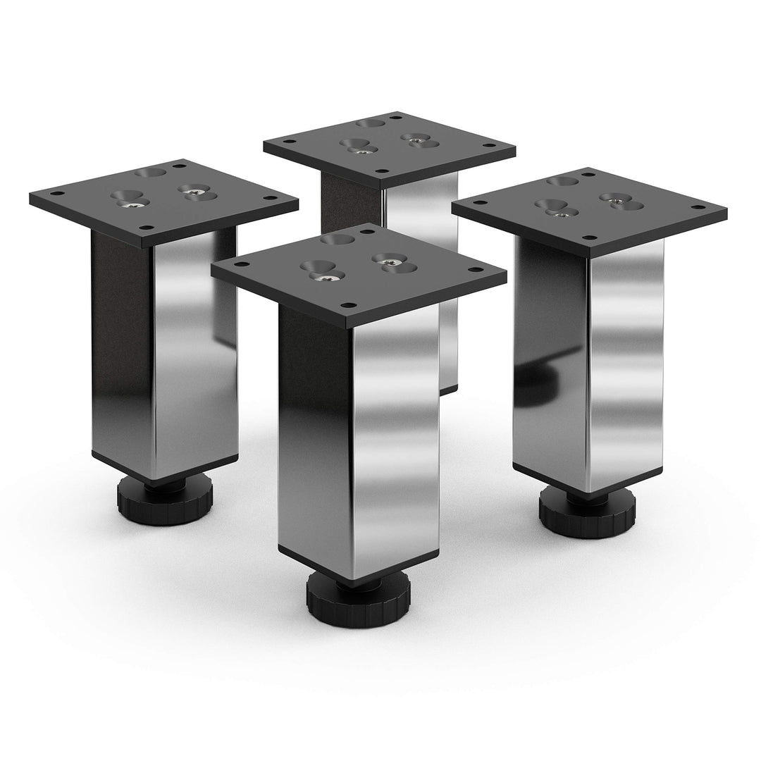 Sossai Exklusiv Möbelfüsse E4MF, höhenverstellbares 4er Set, Höhe: 120 mm, Chrom, aus Aluminium 45 x