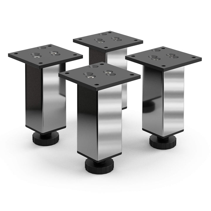 Sossai Exklusiv Möbelfüsse E4MF, höhenverstellbares 4er Set, Höhe: 120 mm, Chrom, aus Aluminium 45 x
