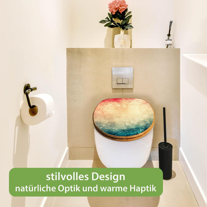 banjado Design WC Sitz Bambus Absenkautomatik 45,8x37,5cm - Toilettendeckel mit Absenkautomatik Holz