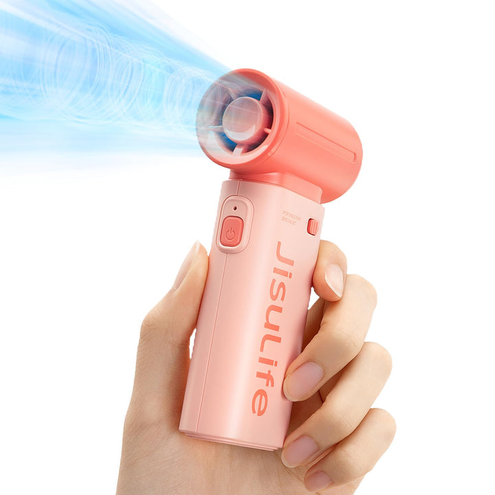 JISULIFE Tragbarer Handventilator, Turbo-Power [18 Stunden Maximale], 5-Gang-Wind, 5000 mAh wiederau