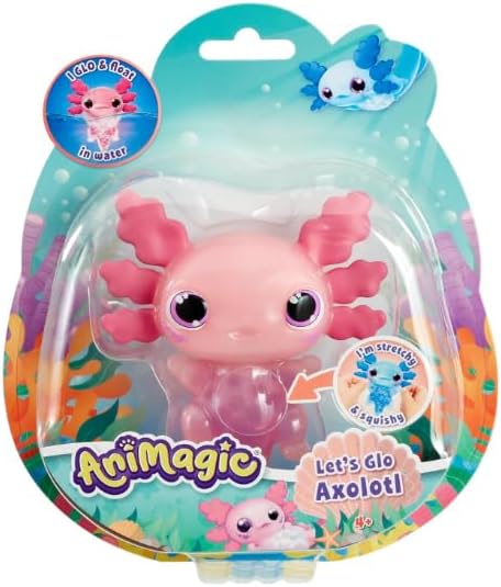 Animagic - Set 1 Rosa Axolotl + 1 Blauer Axolotl - Elektronisches & Leuchtendes Haustier - für Kinde
