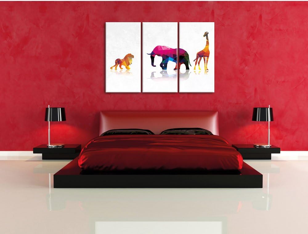 Pixxprint Tiere der Savanne als Leinwandbild/Grösse: 3 Teilig (120x80) cm/Wandbild/Kunstdruck/fertig
