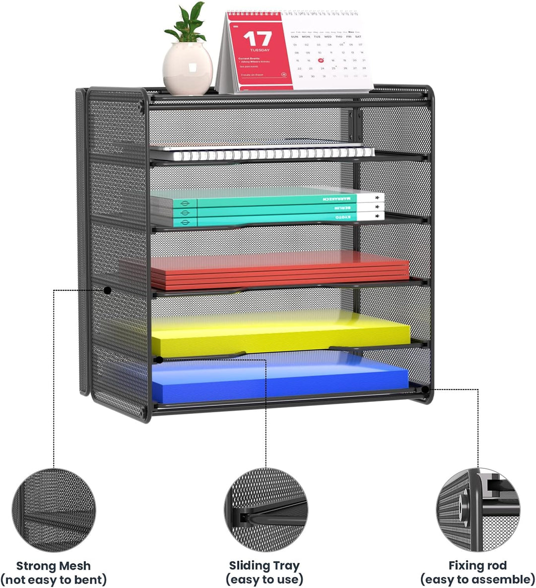 Samstar Briefablage aus Metall, Dokumentenablage Organizer Papierablage Schreibtischablage für A4 Do