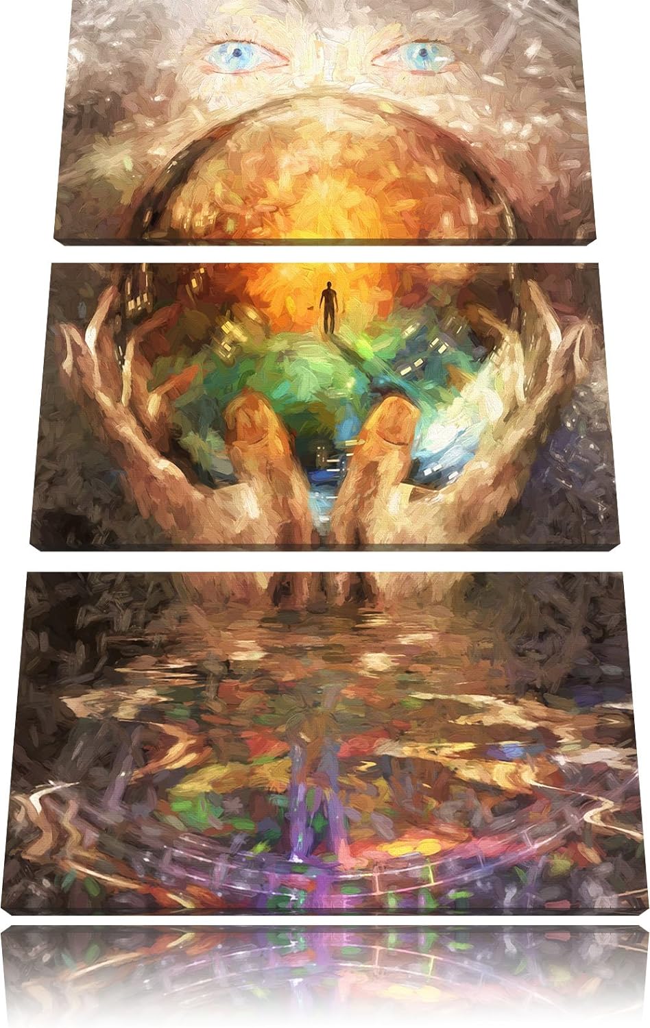 Pixxprint Glaskugel mit Hintergrund als Leinwandbild/Grösse: 3 Teilig (120x80 cm) cm/Wandbild/Kunstd