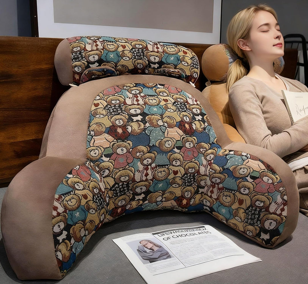 Rückenkissen für Bett und Sofa mit Armlehnen Ergonomisches Lesekissen Erwachsene Atmungsaktives Lese