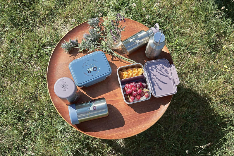 LÄSSIG Kinder Brotdose Edelstahl Lunchbox Frühstücksbox Nachhaltig Kindergarten Schule/Adventure Tra