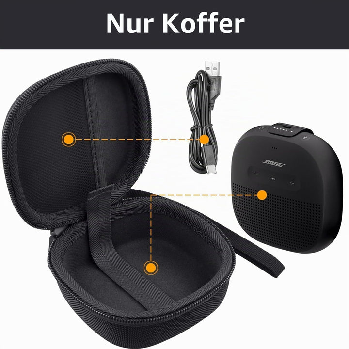 Aenllosi Hart Tasche Hülle für Bose SoundLink Micro Bluetooth Lautsprecher, Nur Tasche(Schwarz) Schw