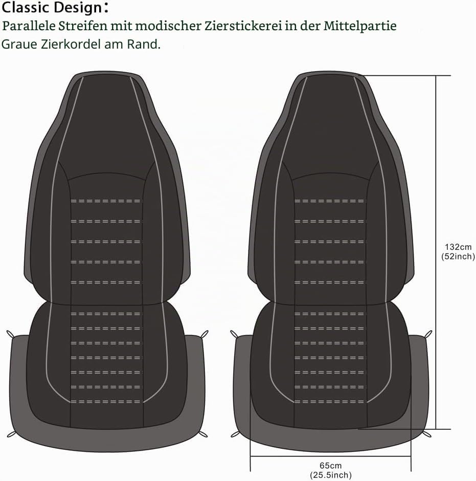 TOYOUN Klassisch Autositzbezüge Vordersitze Highback Sitzbezüge Auto Vordersitze 2er Universal Schon