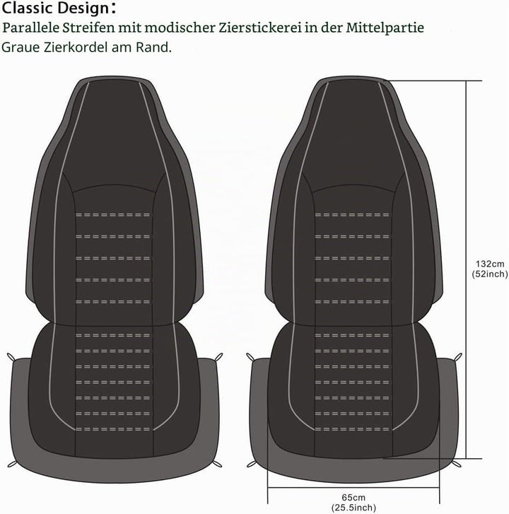 TOYOUN Klassisch Autositzbezüge Vordersitze Highback Sitzbezüge Auto Vordersitze 2er Universal Schon