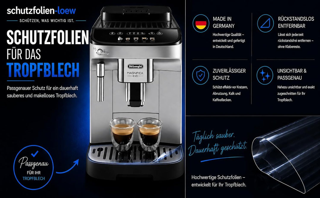 10 x Schutzfolie/Kratzschutz für DeLonghi Magnifica ECAM EVO Next 310.60 B / 312.80 TB Tassenablage