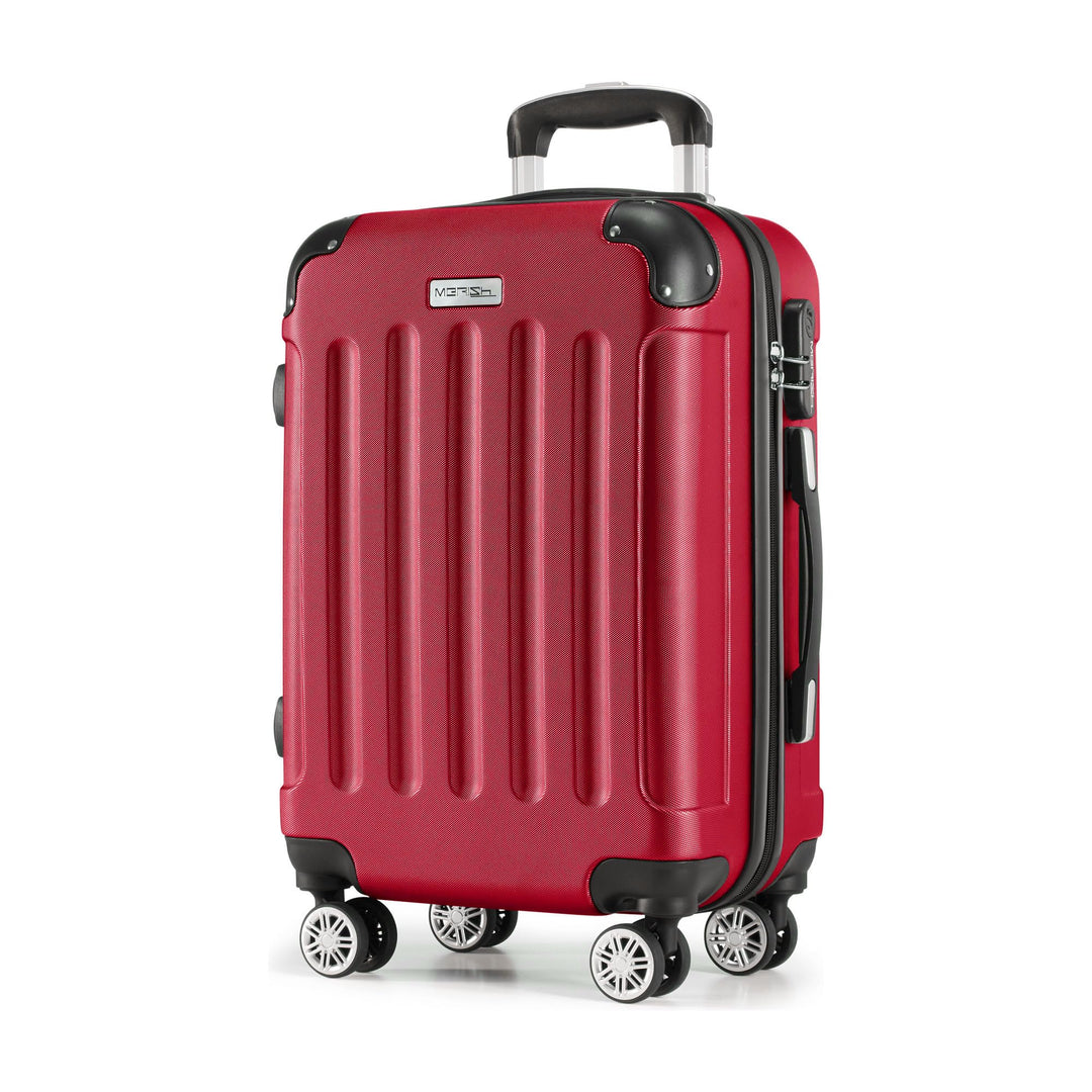 MERISH Reisekoffer Koffer Kofferset Trolleys Zwillingsrollen 3tlg. Hartschale in 9 Farben (Rot, M) R