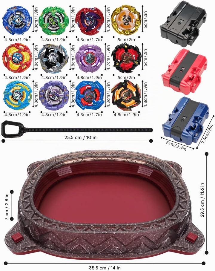 X Battle Arena Ultimate Set – 12 Kreisel, 3 Starter und 1 Stadion für rasante Duelle, Wettkampf-Krei