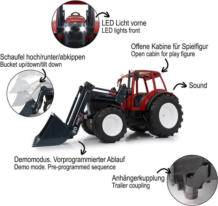 JAMARA 405050 - Lindner Geotrac mit Frontlader 1:16 2,4GHz - realistischer Motorsound (abschaltbar),