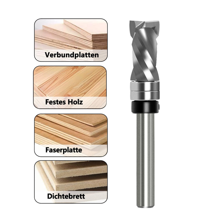 Bündigfräser Spiralfräser 8mm Schaft - Up&Down Kompression Spiralnutfräser, 12mm Schnittdurchmesser,