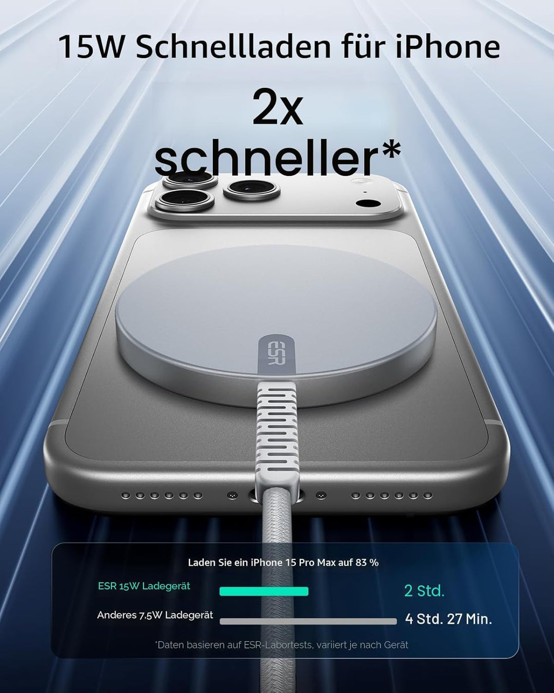 ESR für Magsafe Ladegerät 15W, Wireless Charger für iPhone 17/17e/16/15/14/13/12, AirPods 4/3/2 Pro,