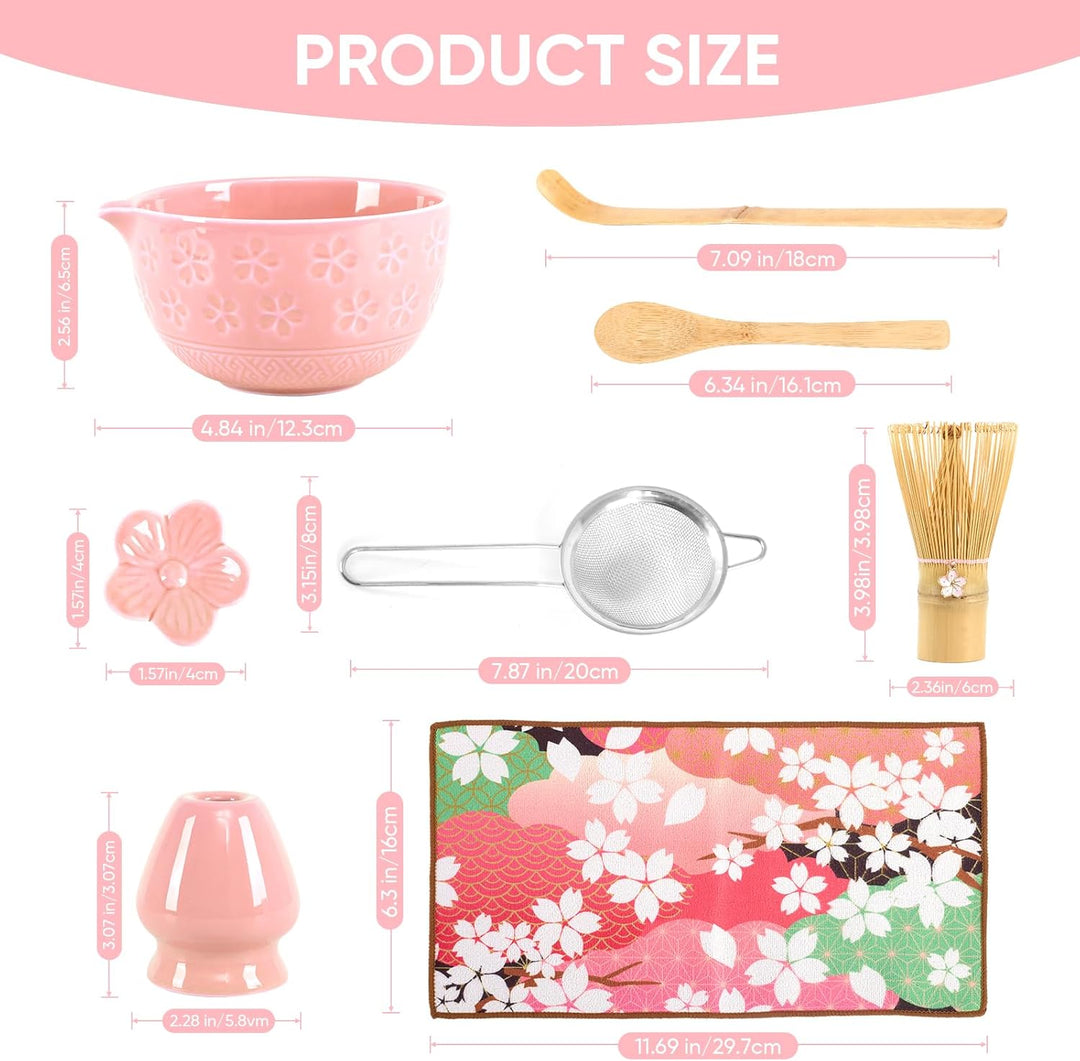 Matcha Set Rosa, einschliesslich einer Keramik Matcha Tee Schale, Matcha besen und Halter, Sieb, Ges