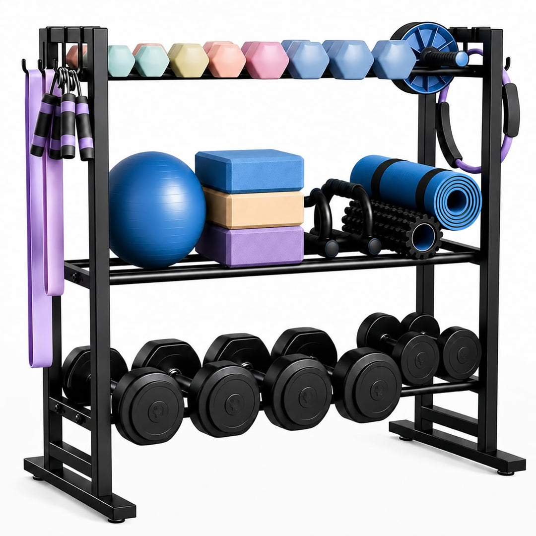 3-stöckiger Hantelständer mit verstellbarer Hantelablage, Kurzhantelständer für Home Gym, Hantelrega