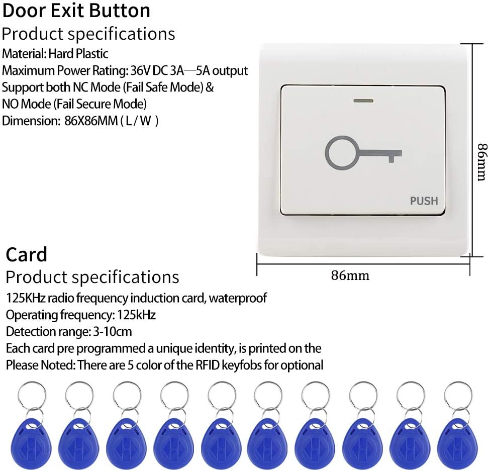 KDL RFID-Zutrittskontrollsystem-Kit wasserdichte Bedientastatur mit elektrischem 12-V-DC-Türschloss,