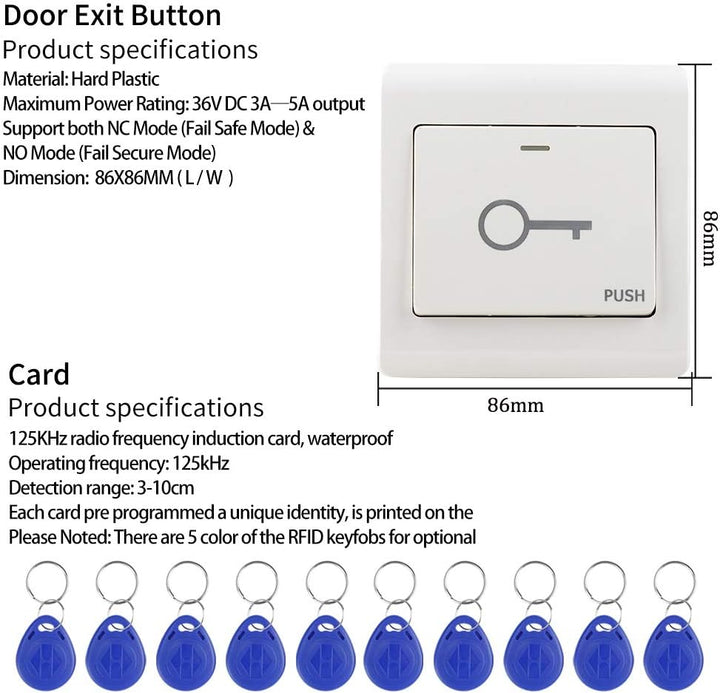 KDL RFID-Zutrittskontrollsystem-Kit wasserdichte Bedientastatur mit elektrischem 12-V-DC-Türschloss,