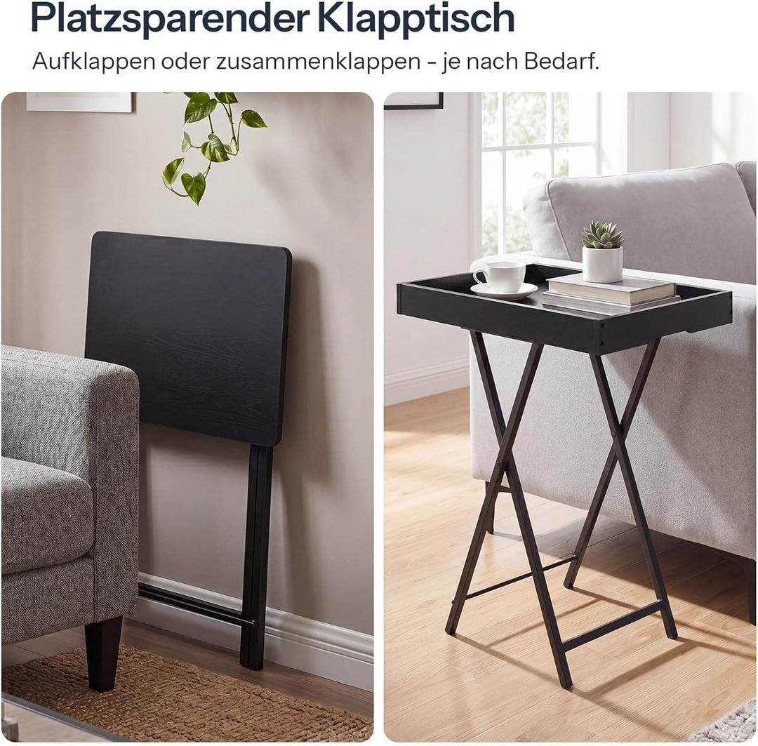 HOOBRO Beistelltisch, Klappbarer Nachttisch, Couchtisch, Faltbarer TV-Tablett zum Essen, Snack-Abend