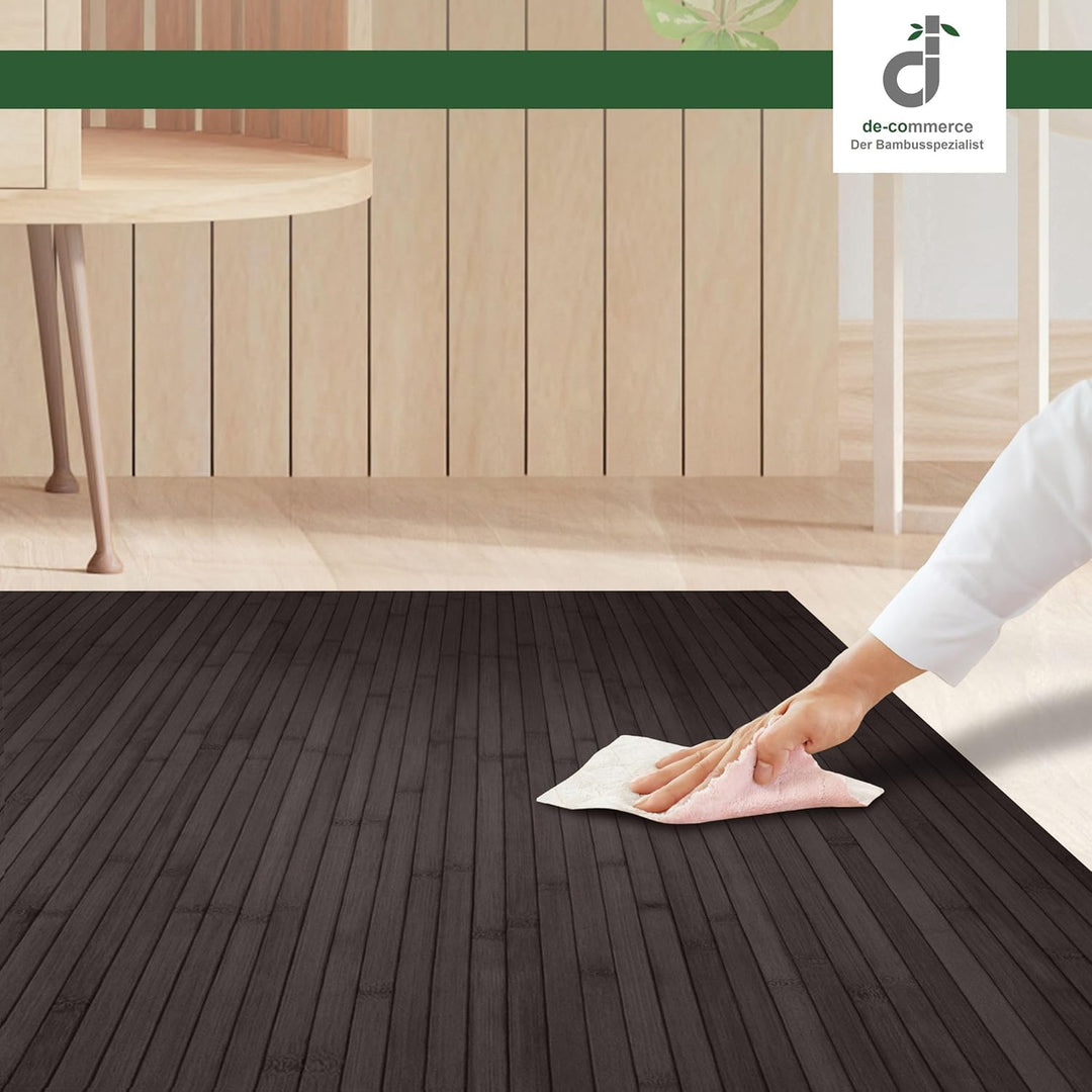 DE-COmmerce Bambusteppich MASSIVE Ebony, 50x80 cm, 17mm gehärtete Stege, Teppich ohne Bordüre, Bambu