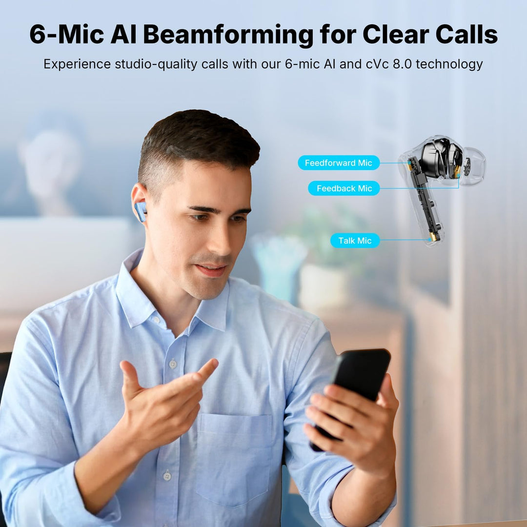 EarFun Air Pro 4+ Bluetooth Kopfhörer mit Noise Cancelling, Hybrid-Treibersystem, Hi-Res Audio, aptX