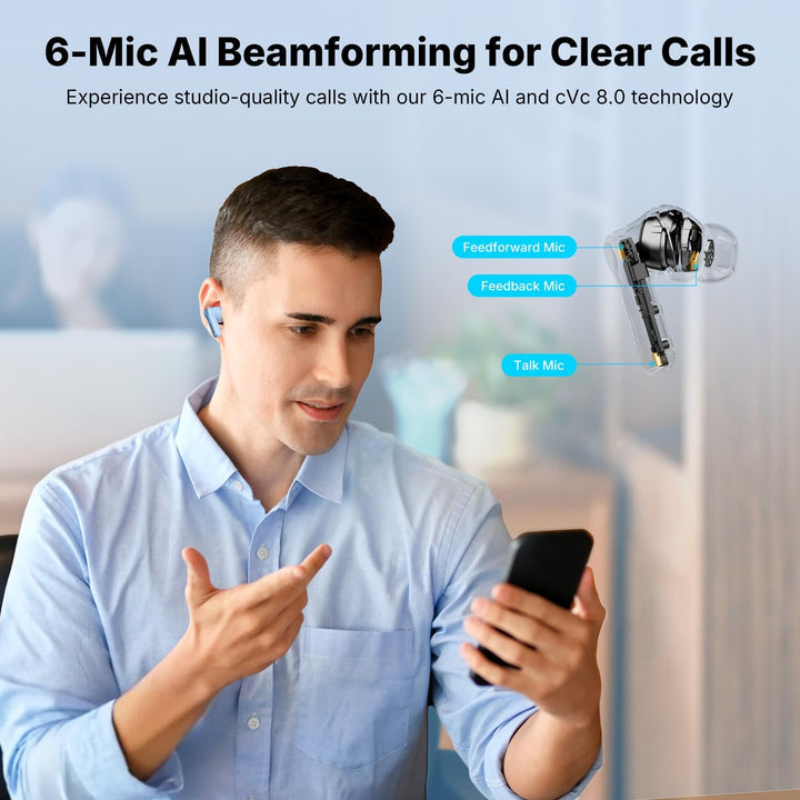 EarFun Air Pro 4+ Bluetooth Kopfhörer mit Noise Cancelling, Hybrid-Treibersystem, Hi-Res Audio, aptX