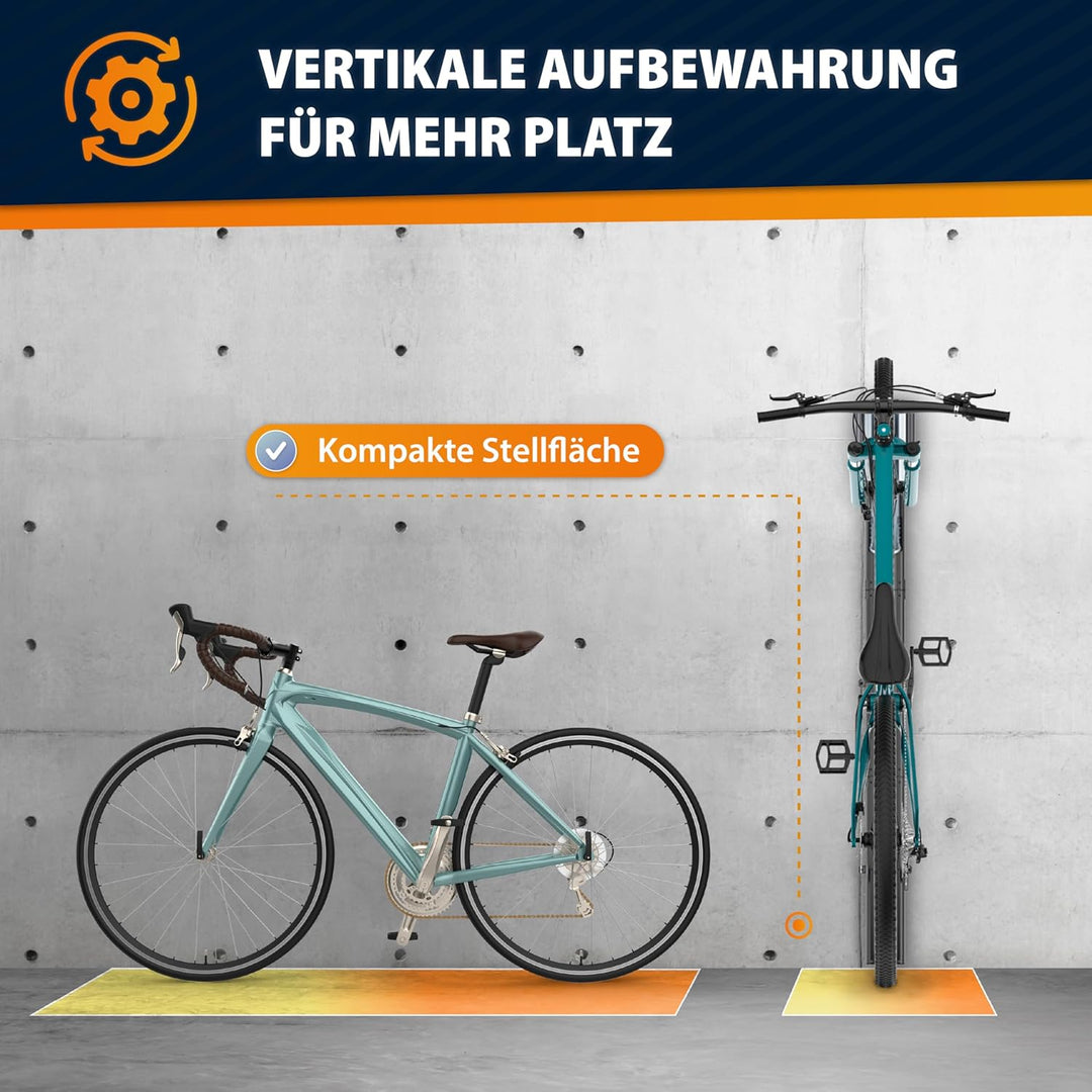 HANDLER Storage Fahrradlift, Vertikale Wandhalterung in grau für E-Bikes &amp; Fahrräder bis 32kg, Platz