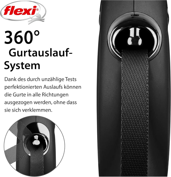 flexi® Classic L Gurt 5 m schwarz, Roll-Leine für Hunde bis 50 kg L: 5m (max. 50kg) Schwarz, L: 5m (