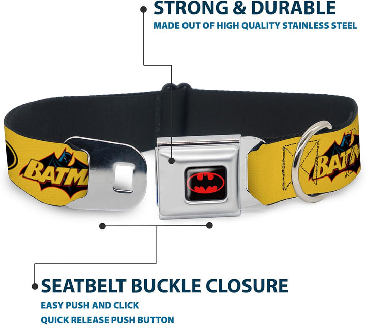 Buckle-Down BMC Batman schwarz/gelb Hund Halsband L - Fits 15-26" - 1.0" Wide, L - Fits 15-26" - 1.0
