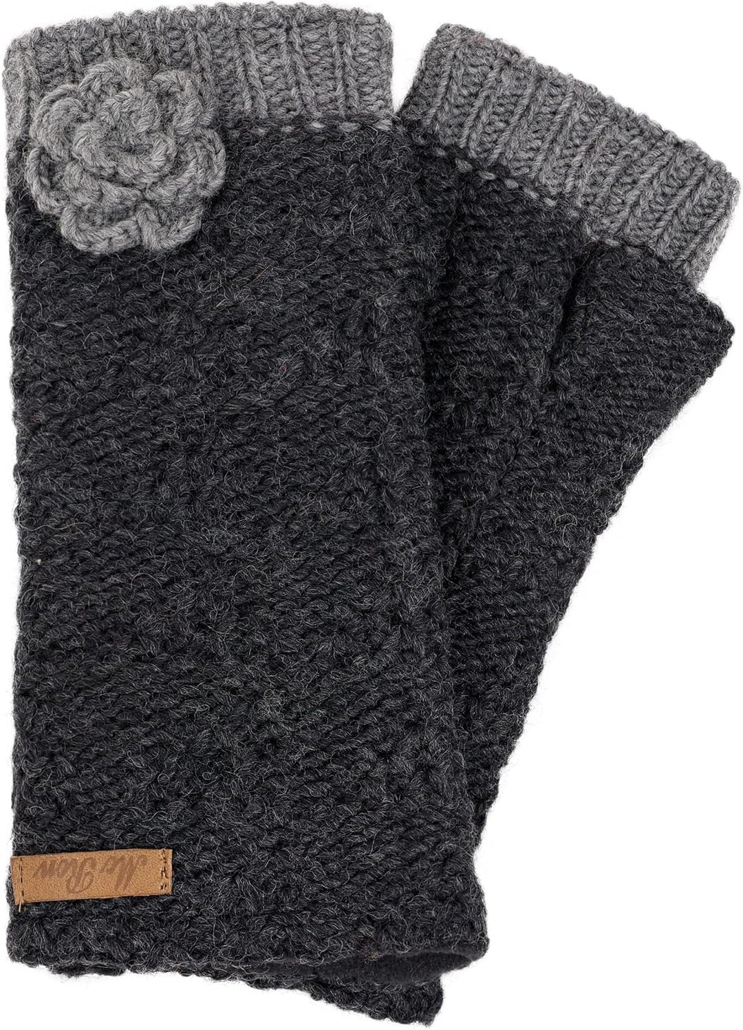 McRon Damen Gestrickte Pulswärmer Modell Lana Anthrazit, Anthrazit
