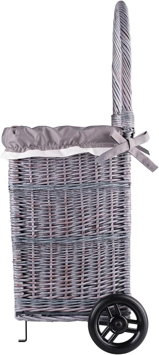 Kaminholzkorb auf Rollen Trolley fahrbar aus Vollweide Kaminkorb Halbrund Rollkorb aus Weide für Kam