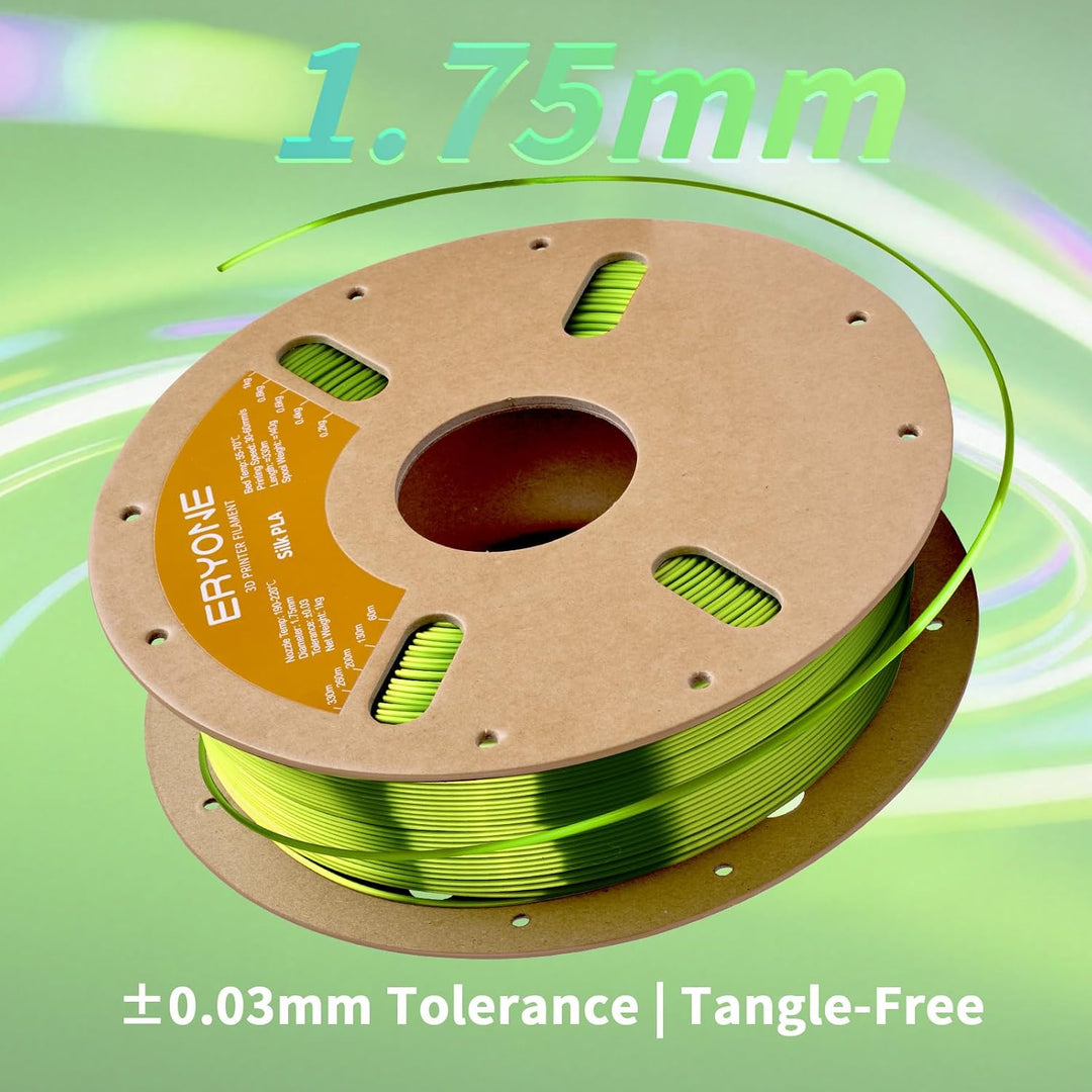 ERYONE Silk PLA Filament 1.75 mm, 3D Drucker Filament PLA Silk,+/- 0.03 mm, 1 kg/Spule, Seiden PLA N