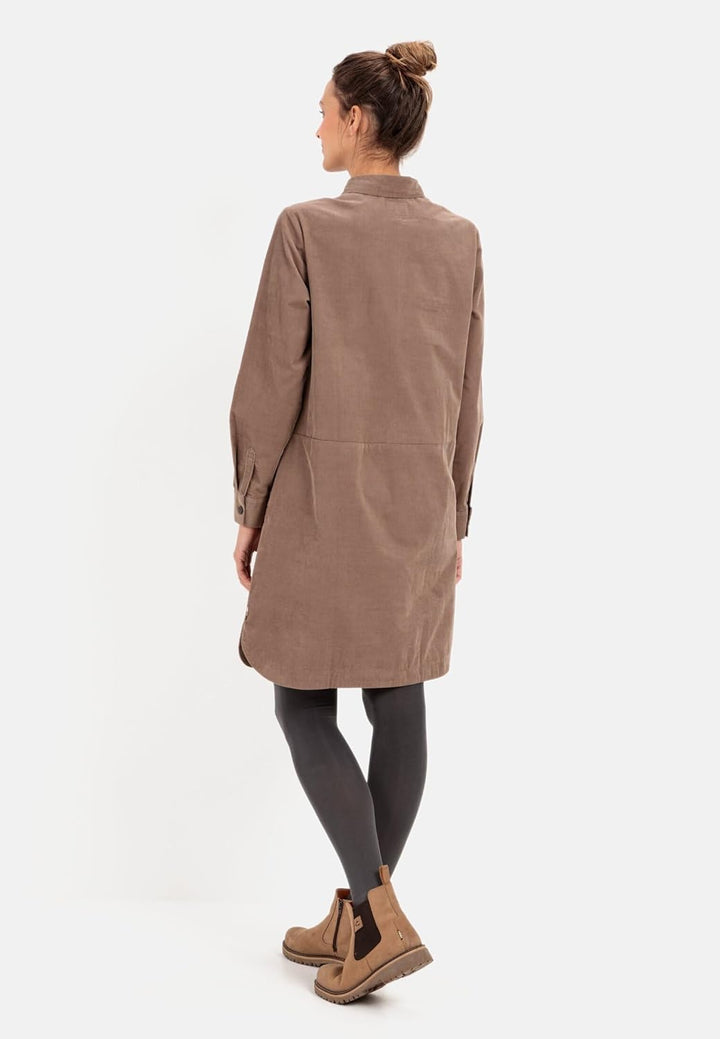 camel active Damen Hemdblusenkleid mit Langen Ärmeln XS Light Walnut, XS Light Walnut