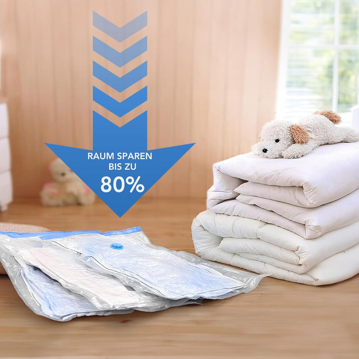 SKERITO 12 Stück Vakuumbeutel Kleidung 3*Kleine 3*Mittel *3*Gross 3*Jumbo Aufbewahrungsbeutel Reise