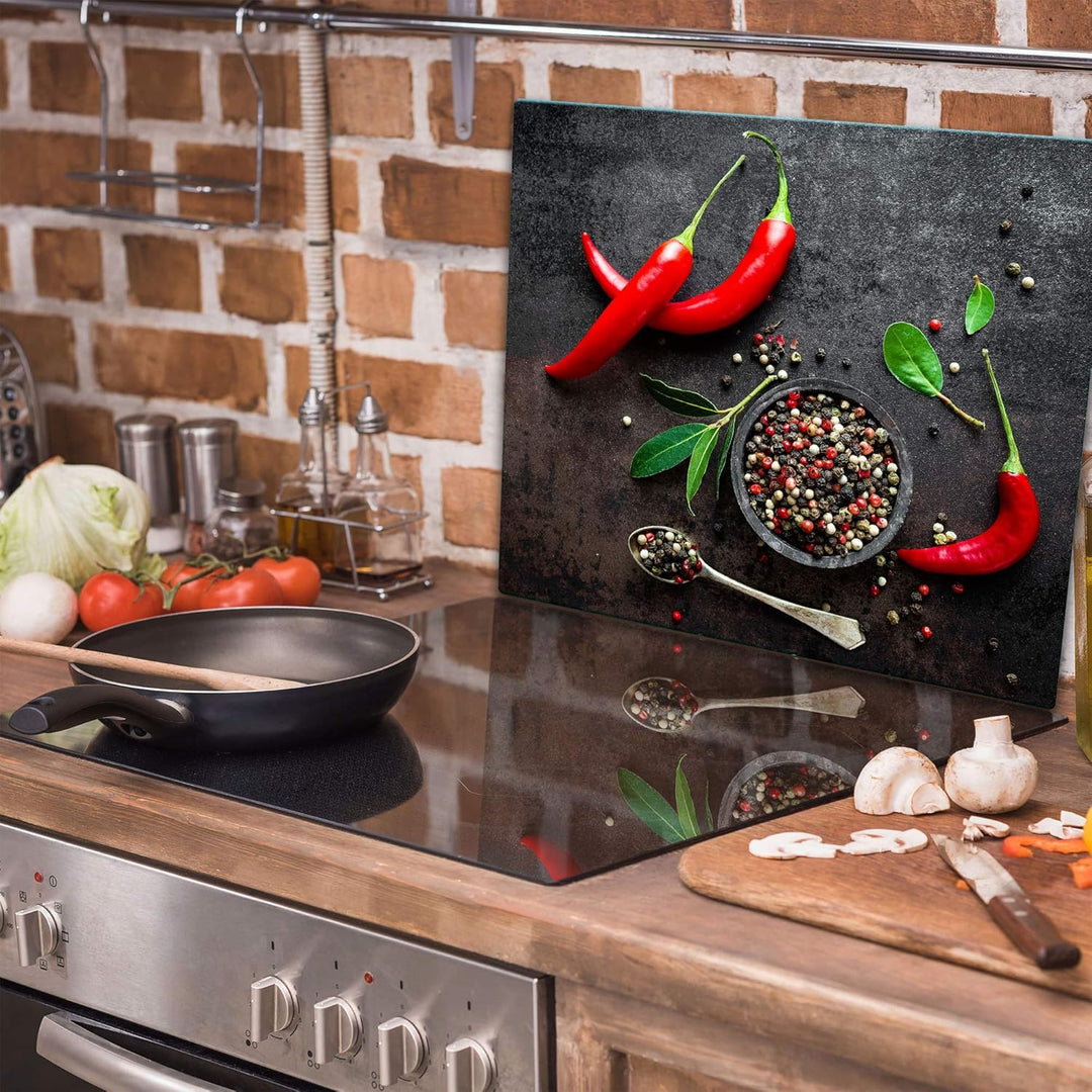 TMK ArtDeko Herdabdeckplatte 1 Teilig 60x52 cm – Spritzschutz Herdabdeckung – Herdschutz aus Sicherh