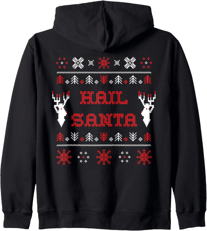 "Hail Santa" heavy metal xmas ugly holiday sweater Kapuzenjacke