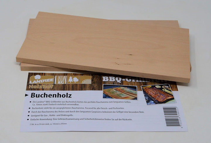 Landree® BBQ Buche Grillbrett Räucherbrett Planks Set 2Stk mehrfach verwendbar (!) (Buche), Buche