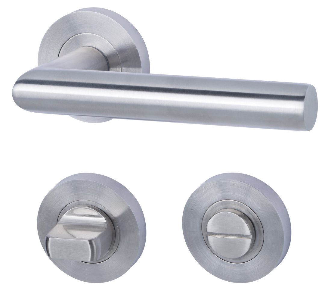 Alpertec 28024940 Edelstahl Doha-R für Badtüren WC Drückergarnitur Türdrücker Türbeschläge Neu, für