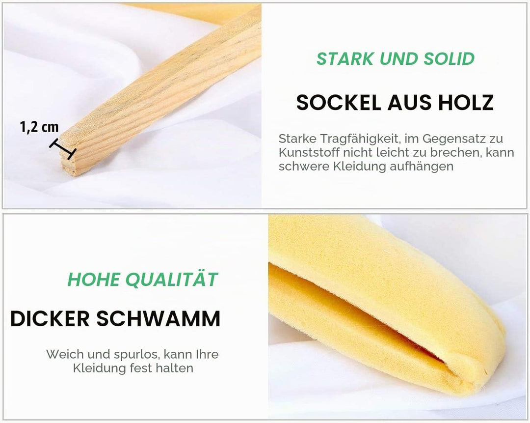 Amber Home 10 Stück 43cm Weiss Kleiderbügel aus Satin, Weiche Seide Aufhänger für T-Shirt Hemd Mante