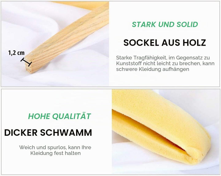 Amber Home 10 Stück 43cm Weiss Kleiderbügel aus Satin, Weiche Seide Aufhänger für T-Shirt Hemd Mante