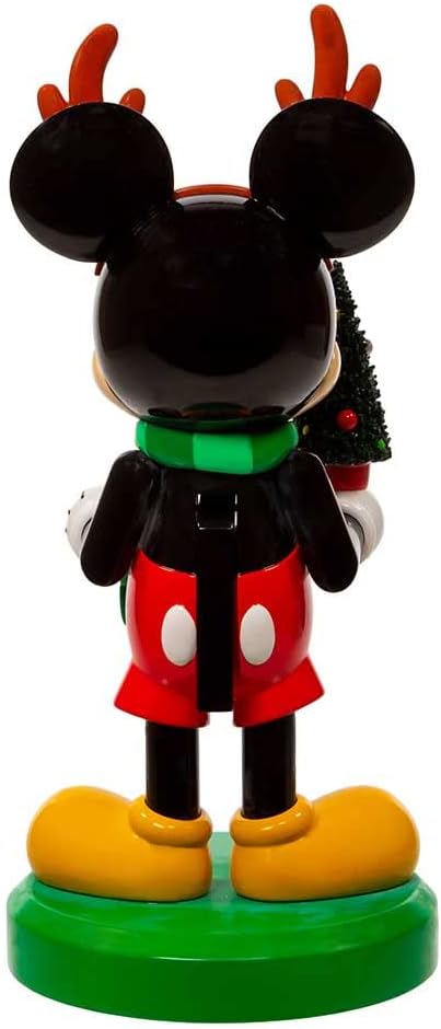 Kurt Adler Disney© Mickey Mouse mit Baum Nussknacker, 15,2 cm | Offiziell lizenzierte Weihnachtsdeko
