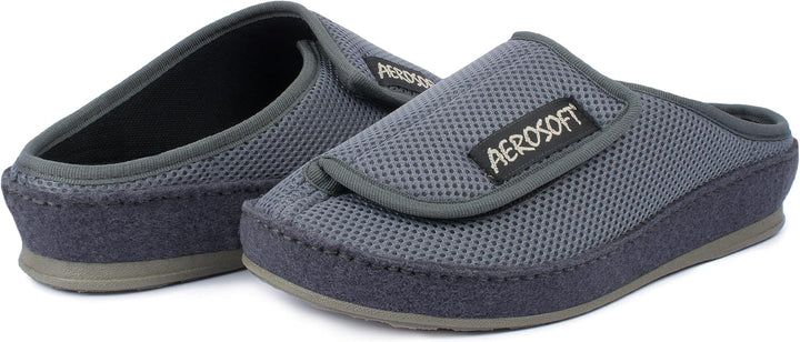 Aerosoft Klett-Pantolette 6032-4P Damen Herren Hausschuh Weite G-H rutschhemmend 37 EU Grau, 37 EU G